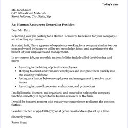 Splendid Sample Cover Letter For Human Resources Manager Hr Generalist