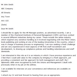 Terrific Hr Manager Cover Letter Example