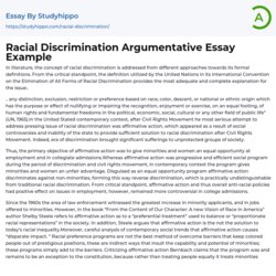 Racial Discrimination Argumentative Essay Example