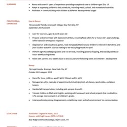 The Highest Quality Professional Word For Nanny Blog Resume Example Template