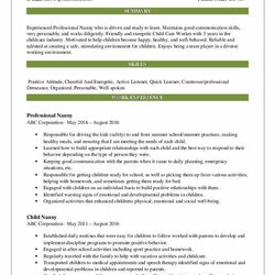 Eminent Professional Nanny Resume Sample Master Of Template Document