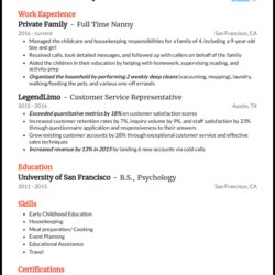 Tremendous Nanny Resume Objective Full Time Example