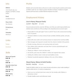 Nanny Resume Writing Guide Template Samples Templates