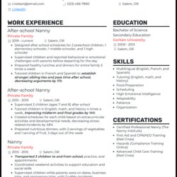 Capital Nanny Resume Templates After School Example