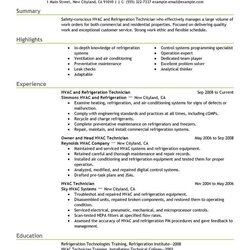 Resume Templates Good Examples Technician Refrigeration Resumes