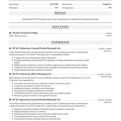 Out Of This World Technician Resume Guide Sample Example Samples Entry Level Conditioning Air Template Choose
