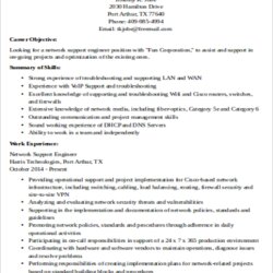 Free Sample Network Engineer Resume Templates In Ms Word Support