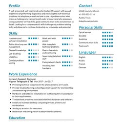 Excellent Network Support Engineer Resume Sample In