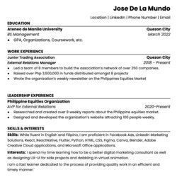 Fresh Graduate Resume Templates Free Word Excel Formats Screen Shot At Pm