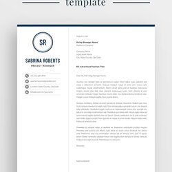 Magnificent Professional Page Resume Template Modern Design With Monogram Job