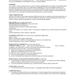 Master Resume Template School Of Business Large