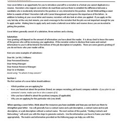 Fine Cover Letter Template Recruitment