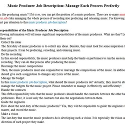 Superb Music Producer Job Description Manage Each Process Perfectly Room
