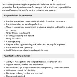 Production Job Description Velvet Jobs
