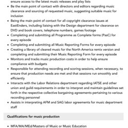 Music Production Job Description Velvet Jobs