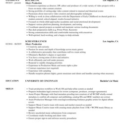 Sublime Music Producer Resume Production