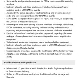 Music Production Job Description Velvet Jobs