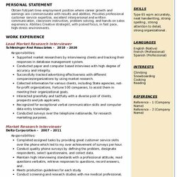 Market Research Interviewer Resume Samples