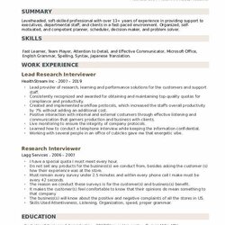 Champion Research Interviewer Resume Samples