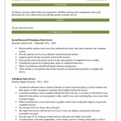 Matchless Telephone Interviewer Resume Samples Research Build
