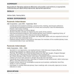 Capital Forensic Interviewer Resume Samples