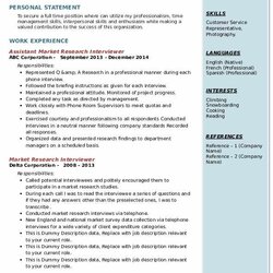 Preeminent Market Research Interviewer Resume Samples