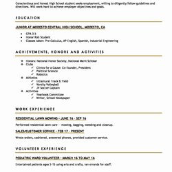 Champion Resume Template College Student Best Of High School Resumes Teenager Skills Achievements Objective