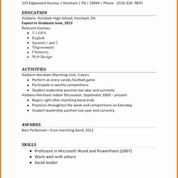 Splendid Resumes For High School Students Template Templates New Amp Business Of