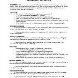 Matchless Free Sample Resume Objective Examples In Example Section