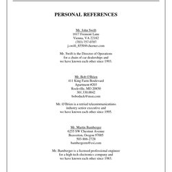 Perfect Free Resume References Template Examples Reference Page For