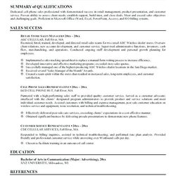 Exceptional Resume Summary Examples Sales