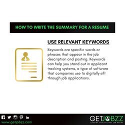 Spiffing While Writing Summary For Resume Use These Keywords In Your