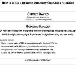 The Highest Standard How To Make Resume Summary