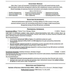 Investment Banking Resume Sample Professional Examples Resumes Samples Successful
