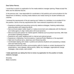 Super Media Relations Manager Cover Letter Velvet Jobs Template