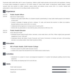 Perfect Public Health Resume Sample Objective Skills Template Example