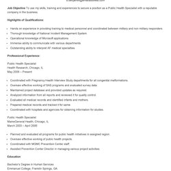Resume Samples Sample Public Health Specialist Examples Student Graduate Objective College Services
