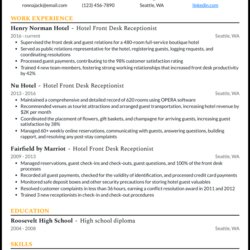 Superior Front Desk Resume Example Hotel Receptionist