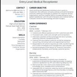 Medical Secretary Resume Entry Level Receptionist Example
