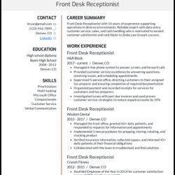 Exceptional Front Desk Receptionist Resume Examples For Experienced Example