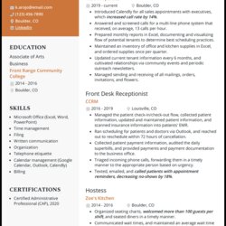 Smashing Receptionist Resume Examples For Desk Resumes Front Example