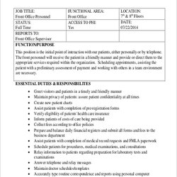 Free Medical Receptionist Job Description Samples In Ms Word Office Front Sample