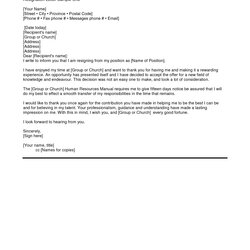 Superb Resignation Letter Template Free Samples Collection Church Of