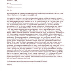 Supreme Free Church Resignation Letter Samples And Templates In Membership Letters Record