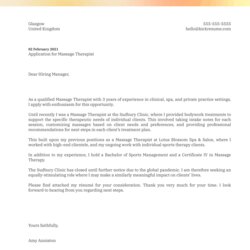 Massage Therapy Cover Letter Example Image