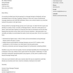 Massage Therapist Cover Letter Example Guide Us