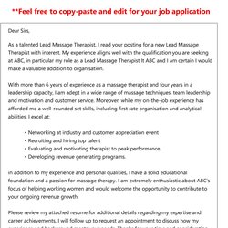 Legit Free Massage Therapist Cover Letter Sample Layout Template And