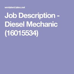 Preeminent Job Description Diesel Mechanic Employment Opportunities
