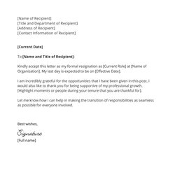 Eminent Simple Resignation Letter Sample Template In Word Black White Blank