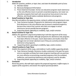 Preeminent Argumentative Essay Examples Outline Example Persuasive College Proposal Argument Template Sample